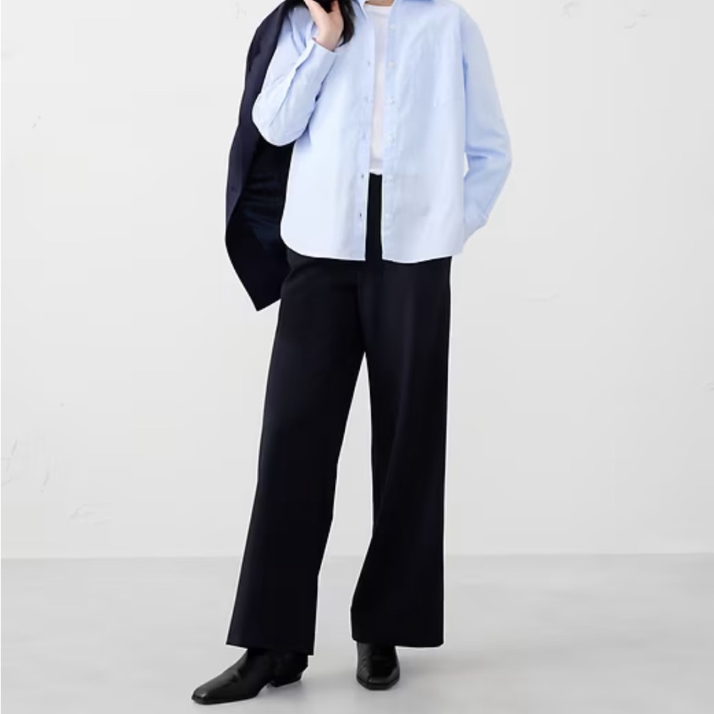 Banana Republic Factory WIDE-LEG HIGH-RISE SCULPTED TROUSER in Navy Size 18
